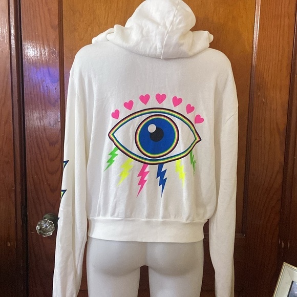 Lauren Moshi LACHELLE NEON LIGHTNING EYE Hoodie - Picture 8 of 9